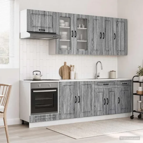 Unité de cuisine KALMAR 8 pcs Sonoma gris Bois d'ingénierie
