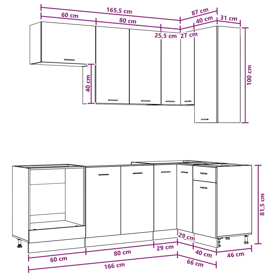 Unité de cuisine LYON 8 pcs Blanc Bois d'ingénierie - 9