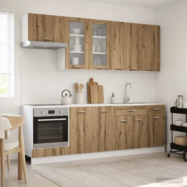 Unité de cuisine LYON 8 pcs Chêne artisanal Bois d'ingénierie