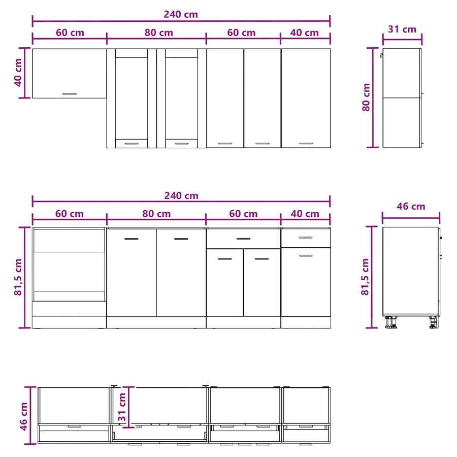 Unité de cuisine LYON 8 pcs Chêne artisanal Bois d'ingénierie - 9