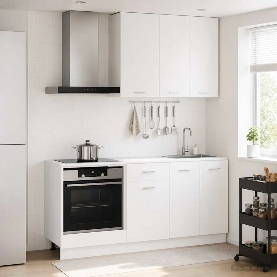 Unité de cuisine LYON 5 pcs Blanc Bois d'ingénierie