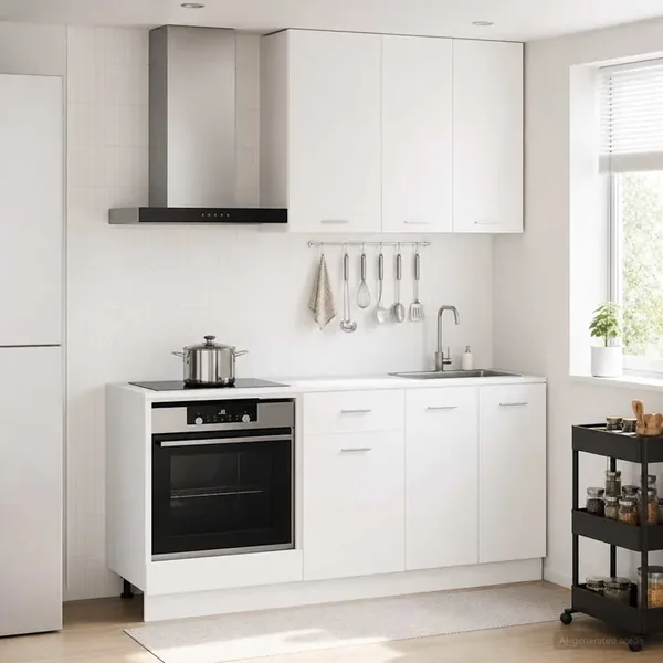 Unité de cuisine LYON 5 pcs Blanc Bois d'ingénierie