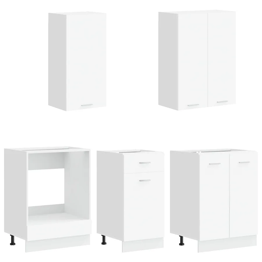 Unité de cuisine LYON 5 pcs Blanc Bois d'ingénierie - 3