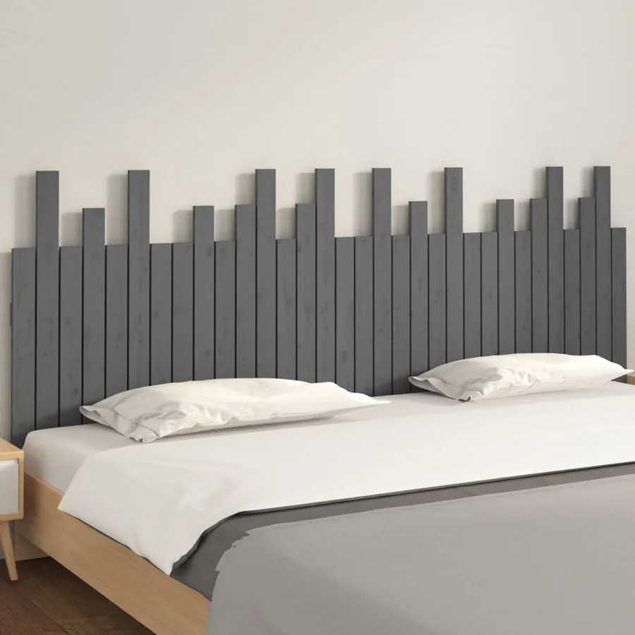 Tête de lit murale Gris 204x3x80 cm Bois massif de pin - 3