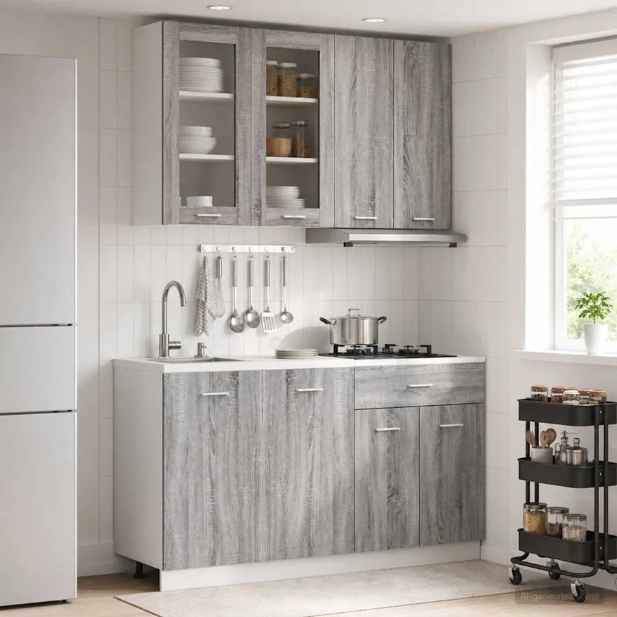 Unité de cuisine LYON 4 pcs Sonoma gris Bois d'ingénierie