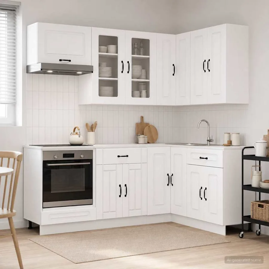 Unité de cuisine KALMAR 8 pcs Blanc Bois d'ingénierie