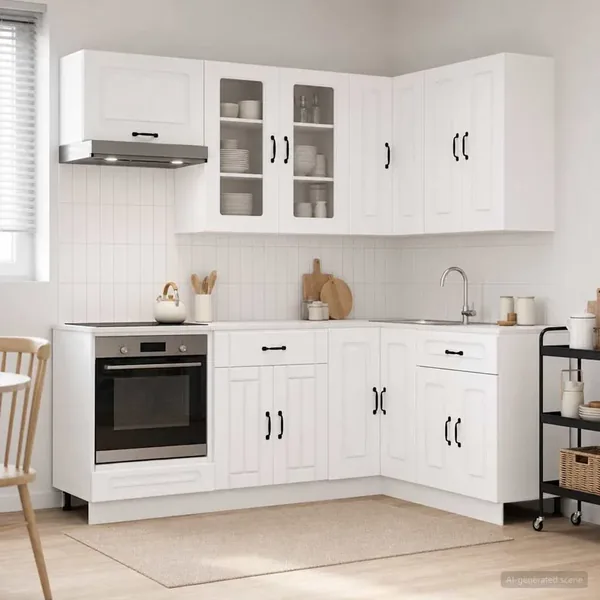 Unité de cuisine KALMAR 8 pcs Blanc Bois d'ingénierie