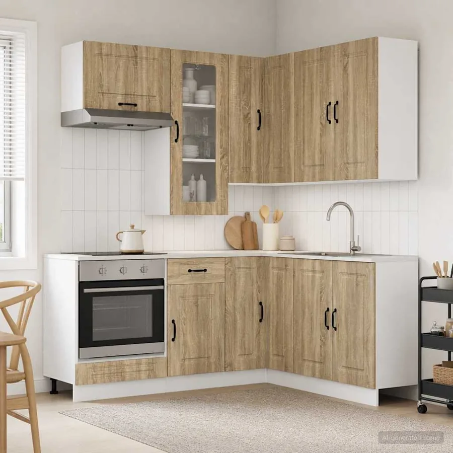 Unité de cuisine KALMAR 8 pcs Chêne Sonoma Bois d'ingénierie