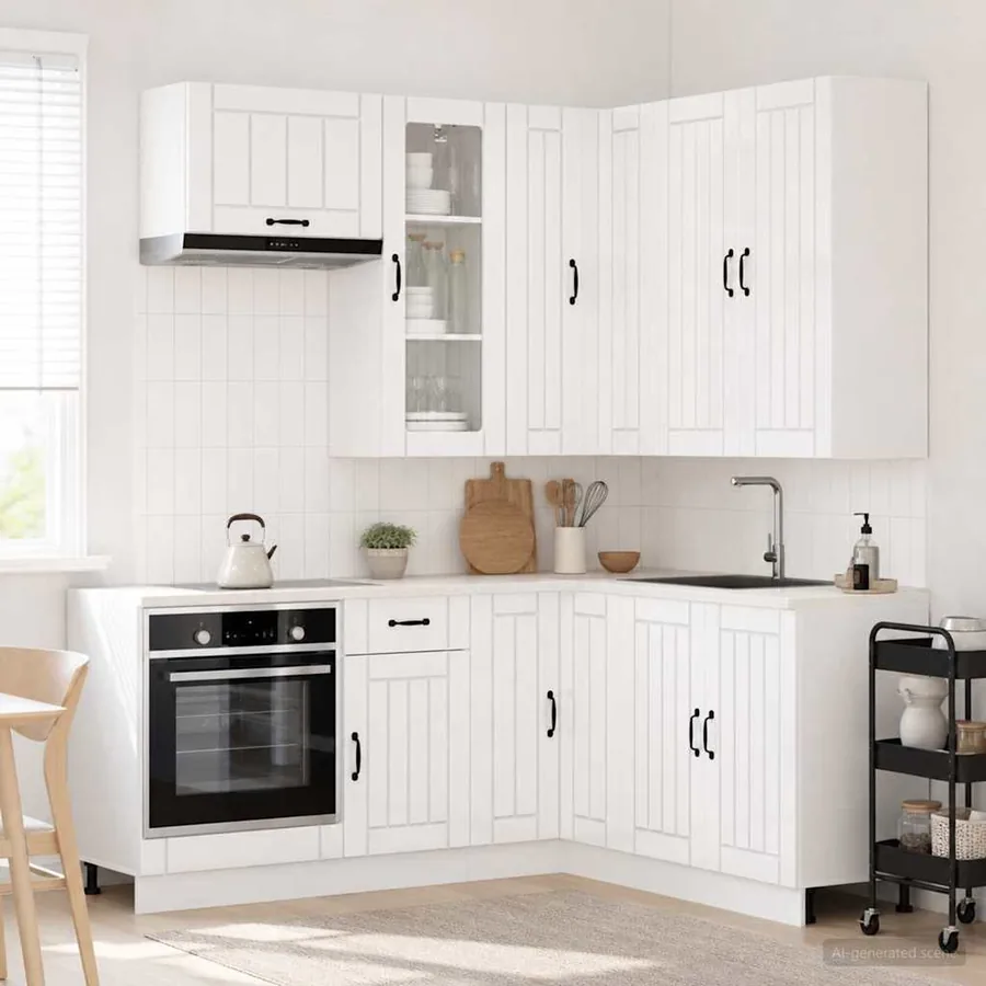 Unité de cuisine LUCCA 8 pcs Blanc brillant Bois d'ingénierie