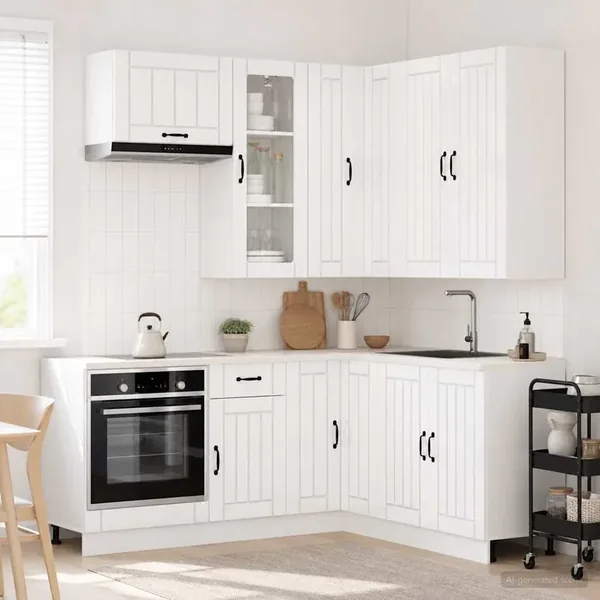 Unité de cuisine LUCCA 8 pcs Blanc brillant Bois d'ingénierie