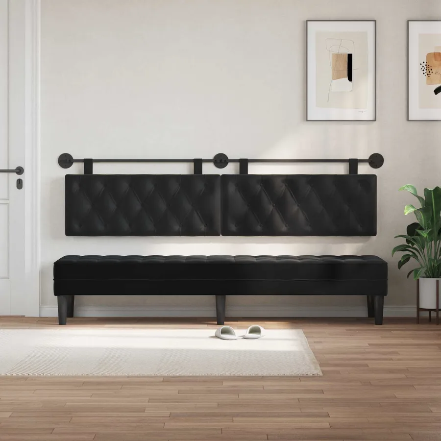 Tête de lit suspendue Avec lumière LED Noir Velours - 3