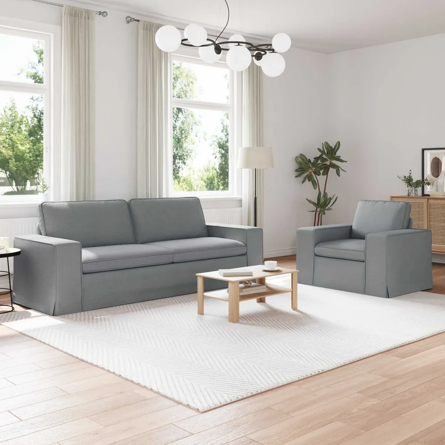 Ensemble de Canapés 2 pcs Gris clair 222 x 80 x 82 cm tissu