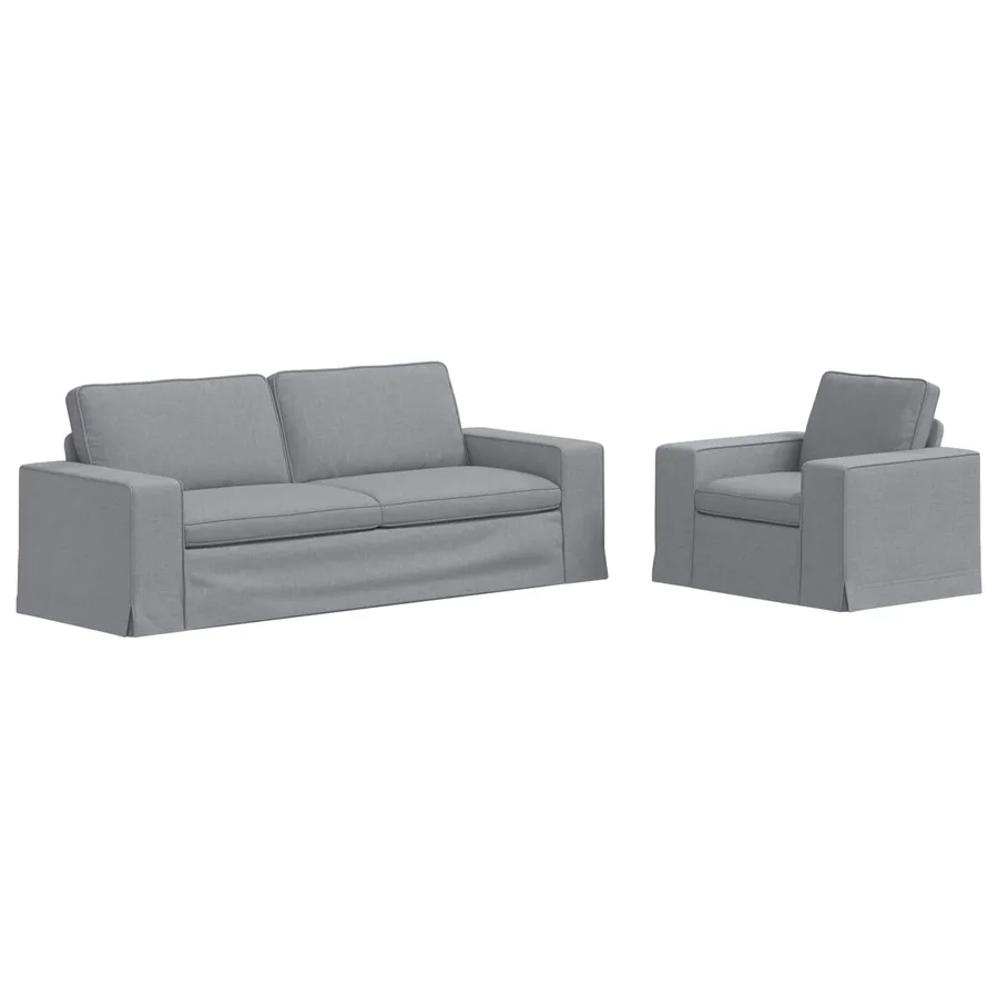Ensemble de Canapés 2 pcs Gris clair 222 x 80 x 82 cm tissu - 2