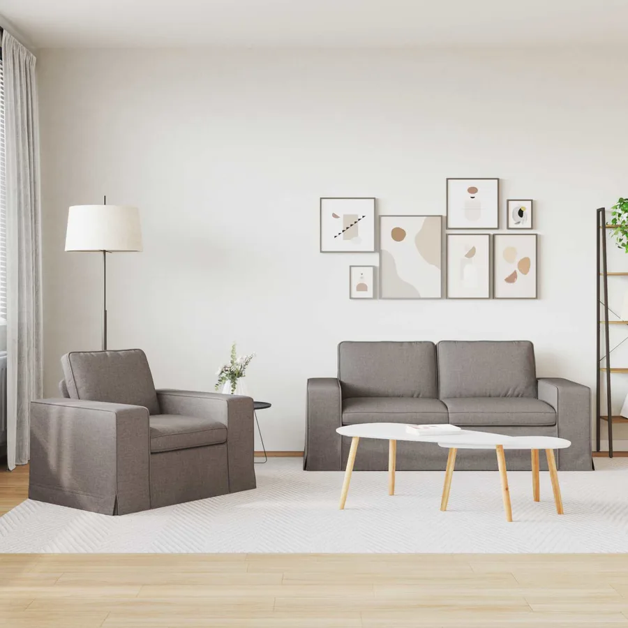 Ensemble de Canapés 2 pcs Taupe 182 x 80 x 82 cm tissu - 3