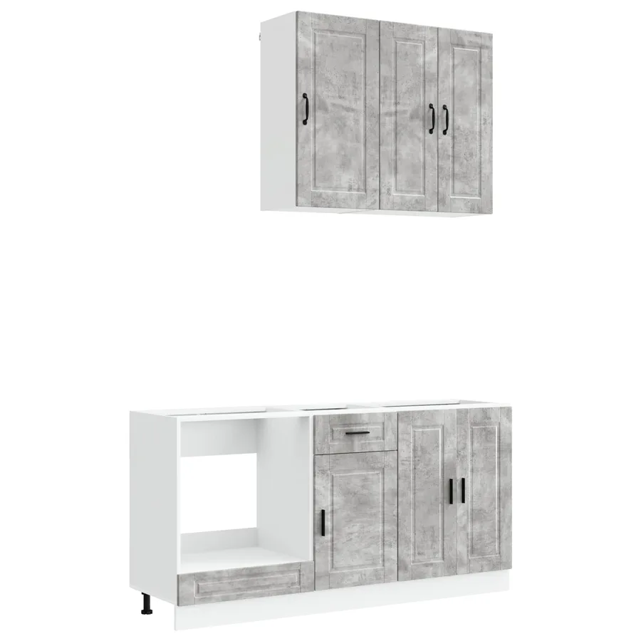 Unité de cuisine PORTO 5 pcs Gris béton Bois d'ingénierie - 2