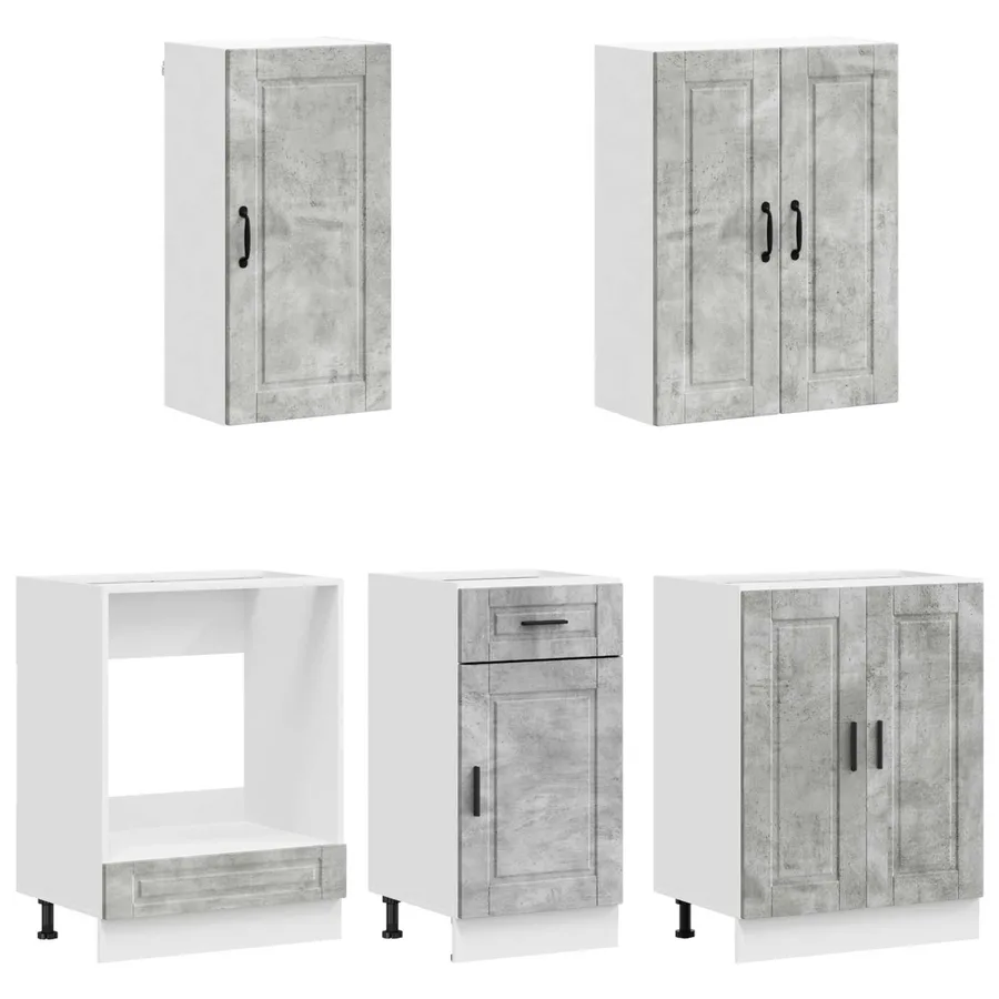 Unité de cuisine PORTO 5 pcs Gris béton Bois d'ingénierie - 3