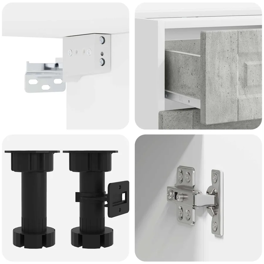 Unité de cuisine PORTO 5 pcs Gris béton Bois d'ingénierie - 4