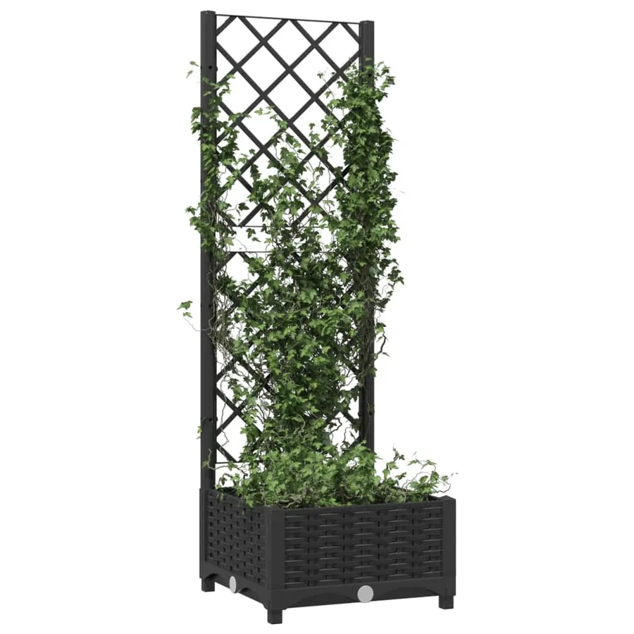 Jardinière avec treillis Noir 40x40x121,5 cm PP - 3