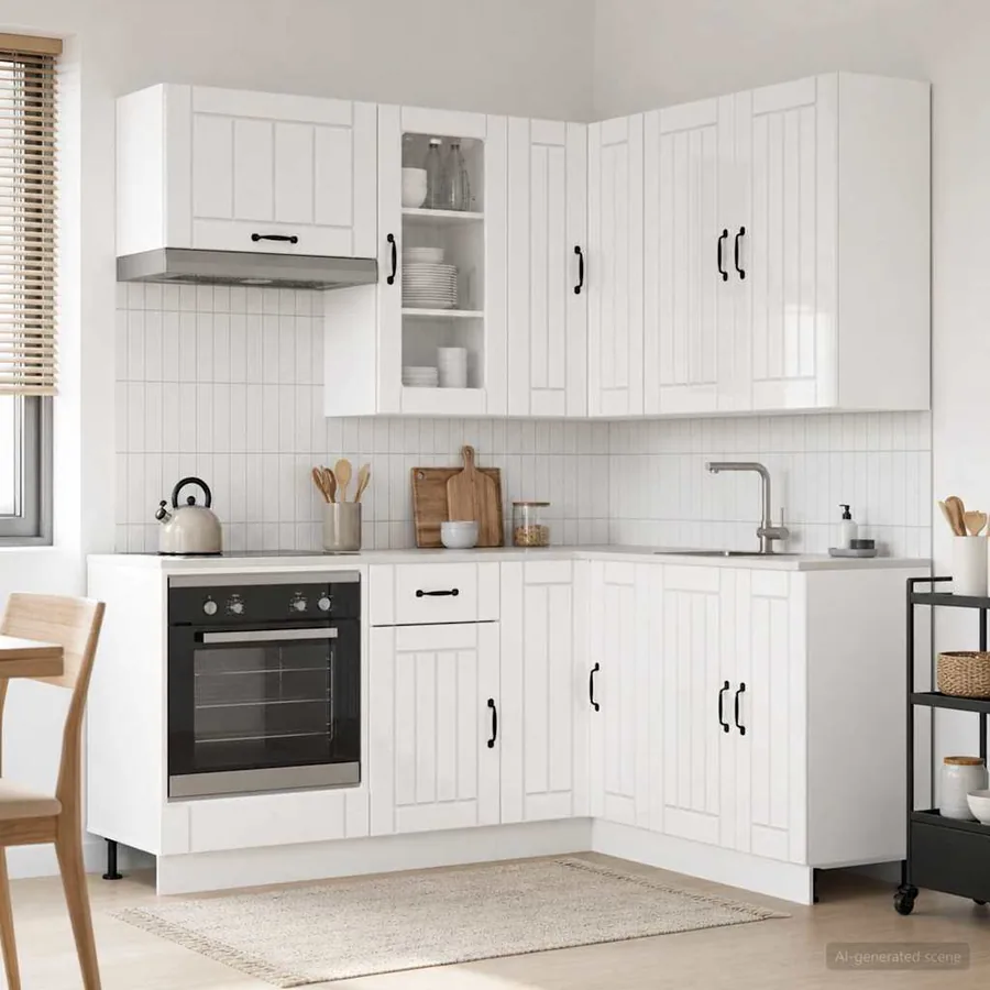 Unité de cuisine LUCCA 8 pcs Blanc brillant Bois d'ingénierie