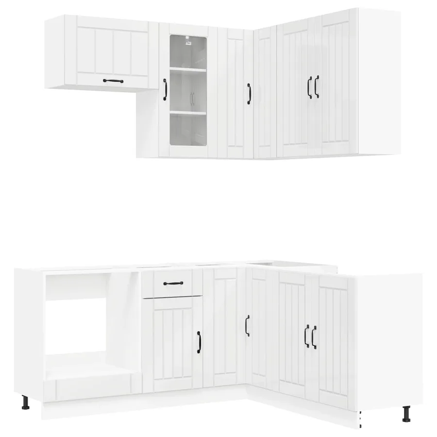 Unité de cuisine LUCCA 8 pcs Blanc brillant Bois d'ingénierie - 2