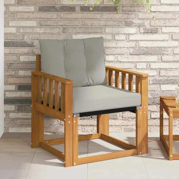Canapé d’extérieur Bois d'Acacia Massif Gris Naturel et Clair