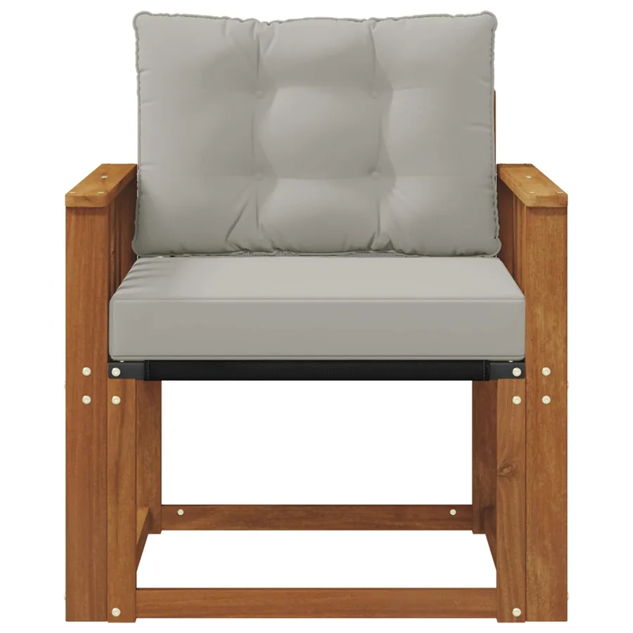 Canapé d’extérieur Bois d'Acacia Massif Gris Naturel et Clair - 5