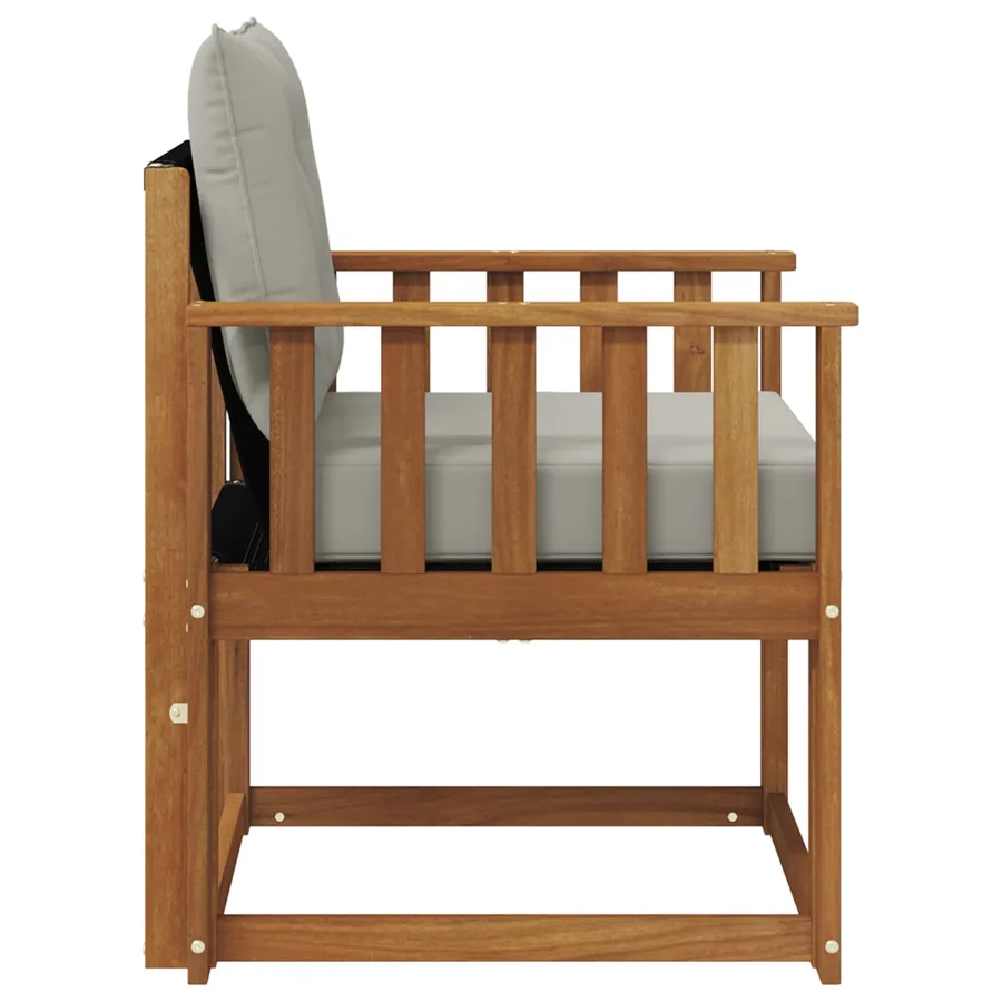 Canapé d’extérieur Bois d'Acacia Massif Gris Naturel et Clair - 6