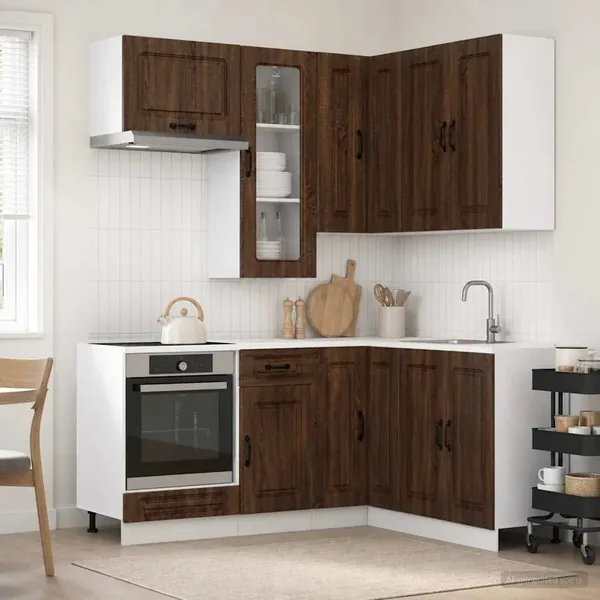 Unité de cuisine KALMAR 8 pcs Chêne brun Bois d'ingénierie