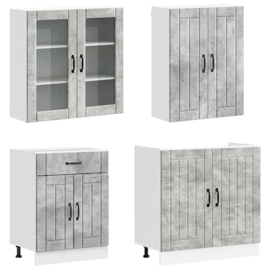 Unité de cuisine LUCCA 8 pcs Gris béton Bois d'ingénierie - 3