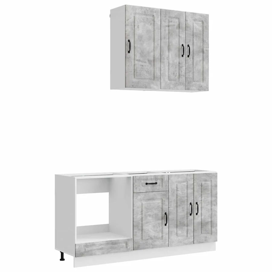 Unité de cuisine KALMAR 5 pcs Gris béton Bois d'ingénierie - 2