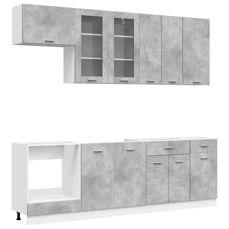 Unité de cuisine LYON 8 pcs Gris béton Bois d'ingénierie - 2