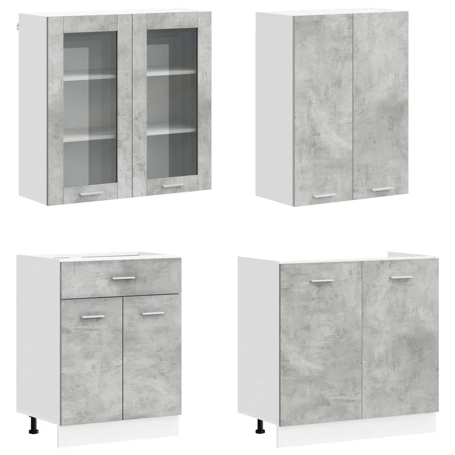 Unité de cuisine LYON 8 pcs Gris béton Bois d'ingénierie - 3