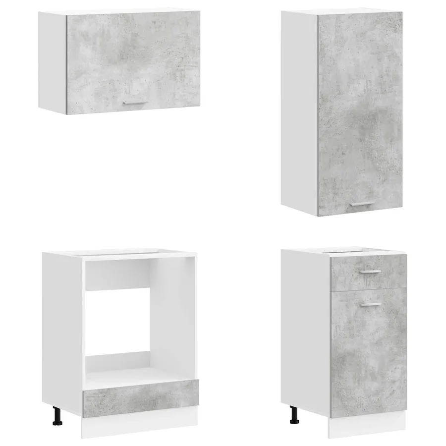 Unité de cuisine LYON 8 pcs Gris béton Bois d'ingénierie - 4