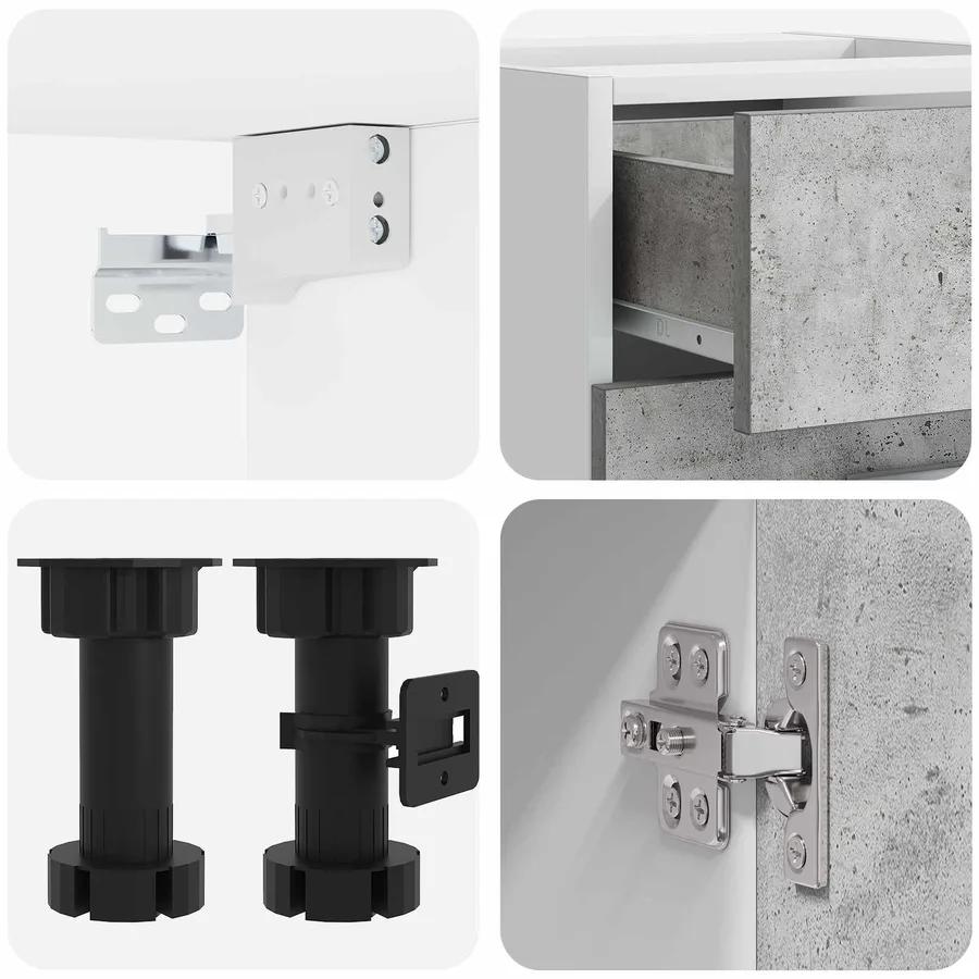 Unité de cuisine LYON 8 pcs Gris béton Bois d'ingénierie - 5