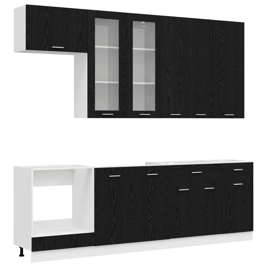 Unité de cuisine LYON 8 pcs Chêne noir Bois d'ingénierie - 2