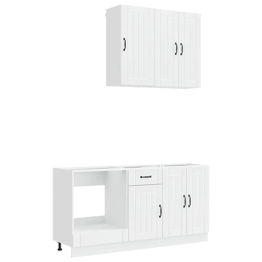 Unité de cuisine LUCCA 5 pcs Blanc brillant Bois d'ingénierie - 2