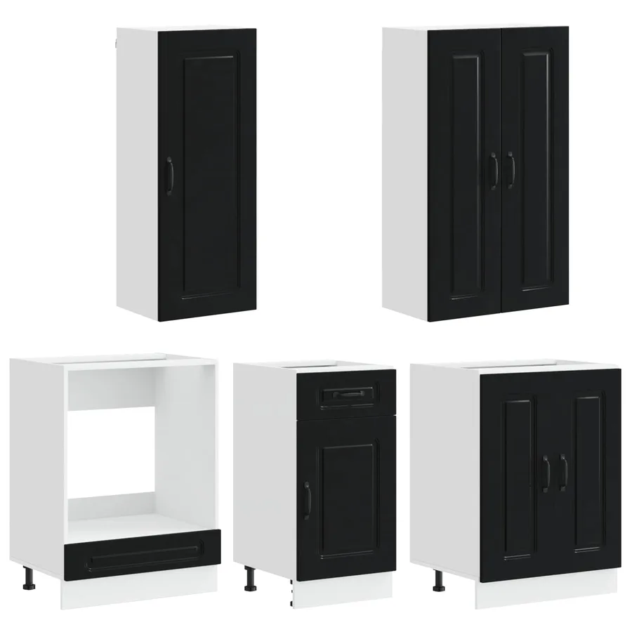 Unité de cuisine KALMAR 5 pcs Noir Bois d'ingénierie - 3