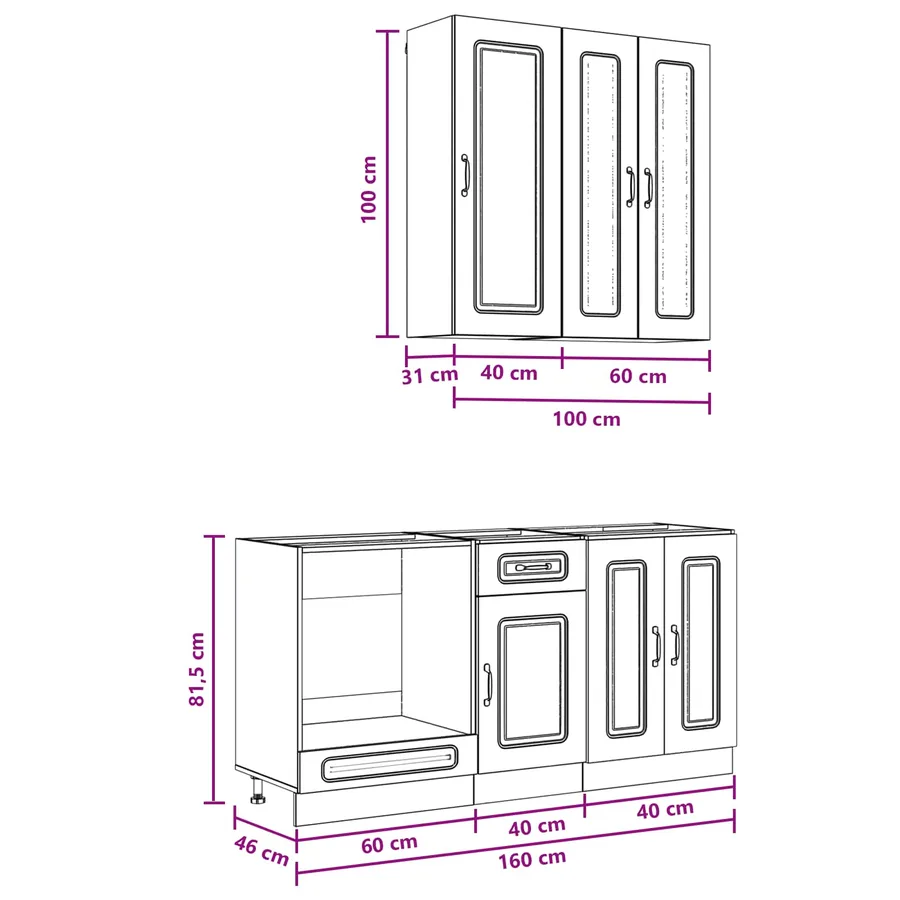 Unité de cuisine KALMAR 5 pcs Noir Bois d'ingénierie - 8