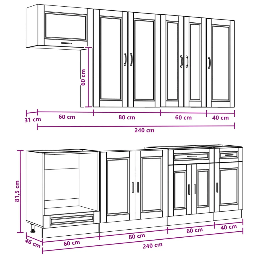 Unité de cuisine PORTO 8 pcs Blanc Bois d'ingénierie - 9