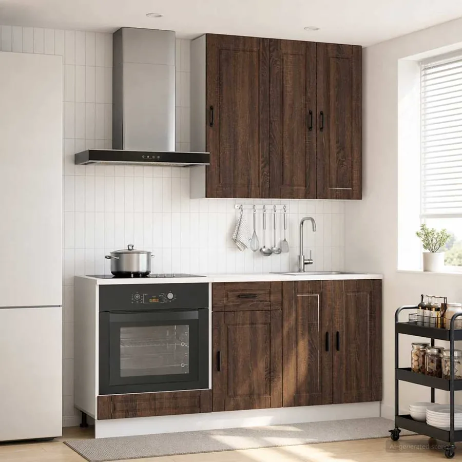 Unité de cuisine PORTO 5 pcs Chêne brun Bois d'ingénierie