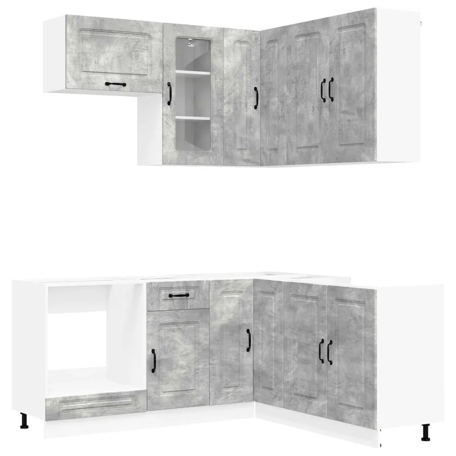 Unité de cuisine KALMAR 8 pcs Gris béton Bois d'ingénierie - 2