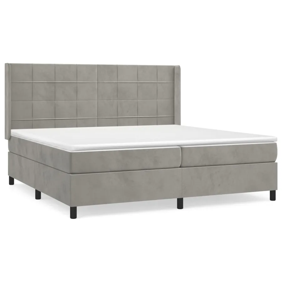 Sommier à lattes de lit et matelas Gris clair 200x200cm Velours - 2