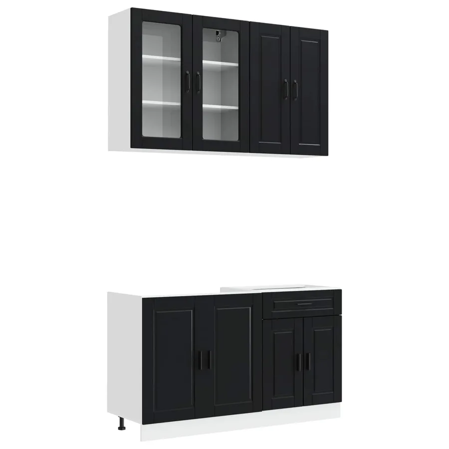 Unité de cuisine PORTO 4 pcs Noir Bois d'ingénierie - 2