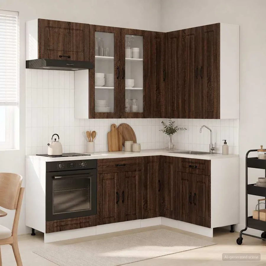 Unité de cuisine KALMAR 8 pcs Chêne brun Bois d'ingénierie
