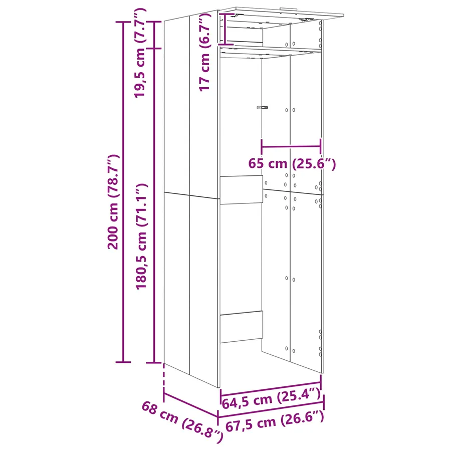 Armoire pour machine à laver Chêne fumé 67,5 x 68 x 200 cm - 11