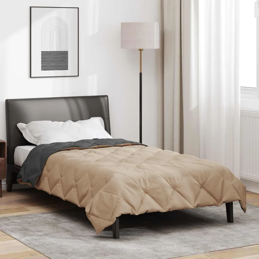 Duvet d'été simple Anthracite et Taupe 220 x 155 cm Microfibre - 4