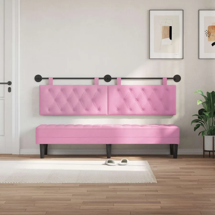 Tête de lit suspendue Rose Tissu - 3