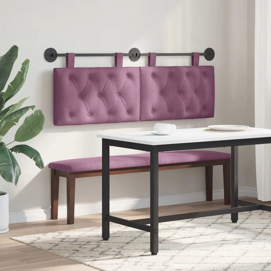 Tête de lit suspendue Avec lumière LED Pourpre Velours - 4