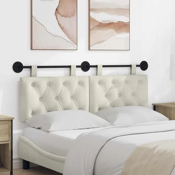 Tête de lit suspendue Avec lumière LED Crème Velours
