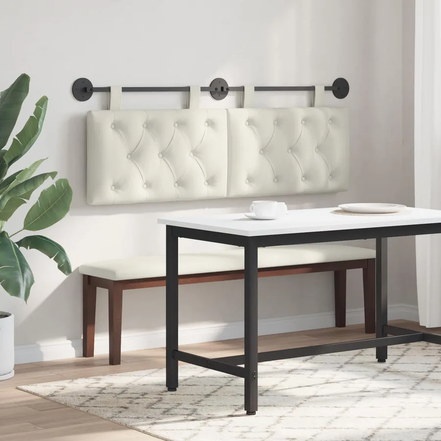 Tête de lit suspendue Avec lumière LED Crème Velours - 4